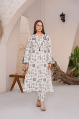 Threads & Weaves Stitched 2 Piece Lawn Collection'2025-Classic White Intricate Lawn Suit-RTWL25104