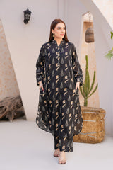 Threads & Weaves Stitched 2 Piece Lawn Collection'2025-Elegant Black Floral Lawn Suit-RTWL25106
