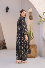 Threads & Weaves Stitched 2 Piece Lawn Collection'2025-Elegant Black Floral Lawn Suit-RTWL25106