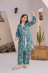 Threads & Weaves Stitched 2 Piece Lawn Collection'2025-Teal Elegance Lawn Suit-RTWL25103