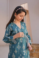 Threads & Weaves Stitched 2 Piece Lawn Collection'2025-Teal Elegance Lawn Suit-RTWL25103