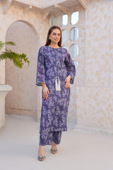 Threads & Weaves Stitched 2 Piece Lawn Collection'2025-Regal Purple Floral Lawn Suit-RTWL25102