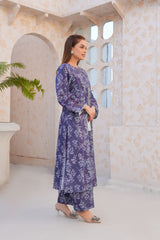 Threads & Weaves Stitched 2 Piece Lawn Collection'2025-Regal Purple Floral Lawn Suit-RTWL25102