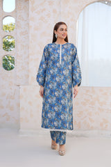 Threads & Weaves Stitched 2 Piece Lawn Collection'2025-Serene Blue Floral Lawn Suit-RTWL25101