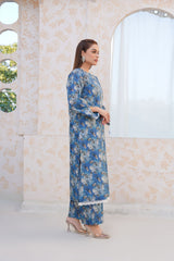 Threads & Weaves Stitched 2 Piece Lawn Collection'2025-Serene Blue Floral Lawn Suit-RTWL25101