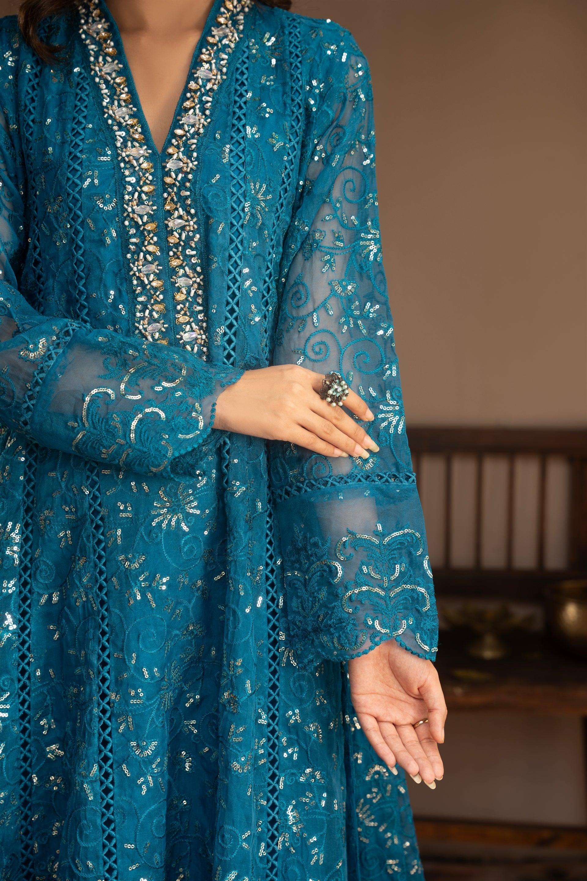 Rang Nirala By Manahils Stitched 3 Piece Formals Collection'2025-K-151-TEAL