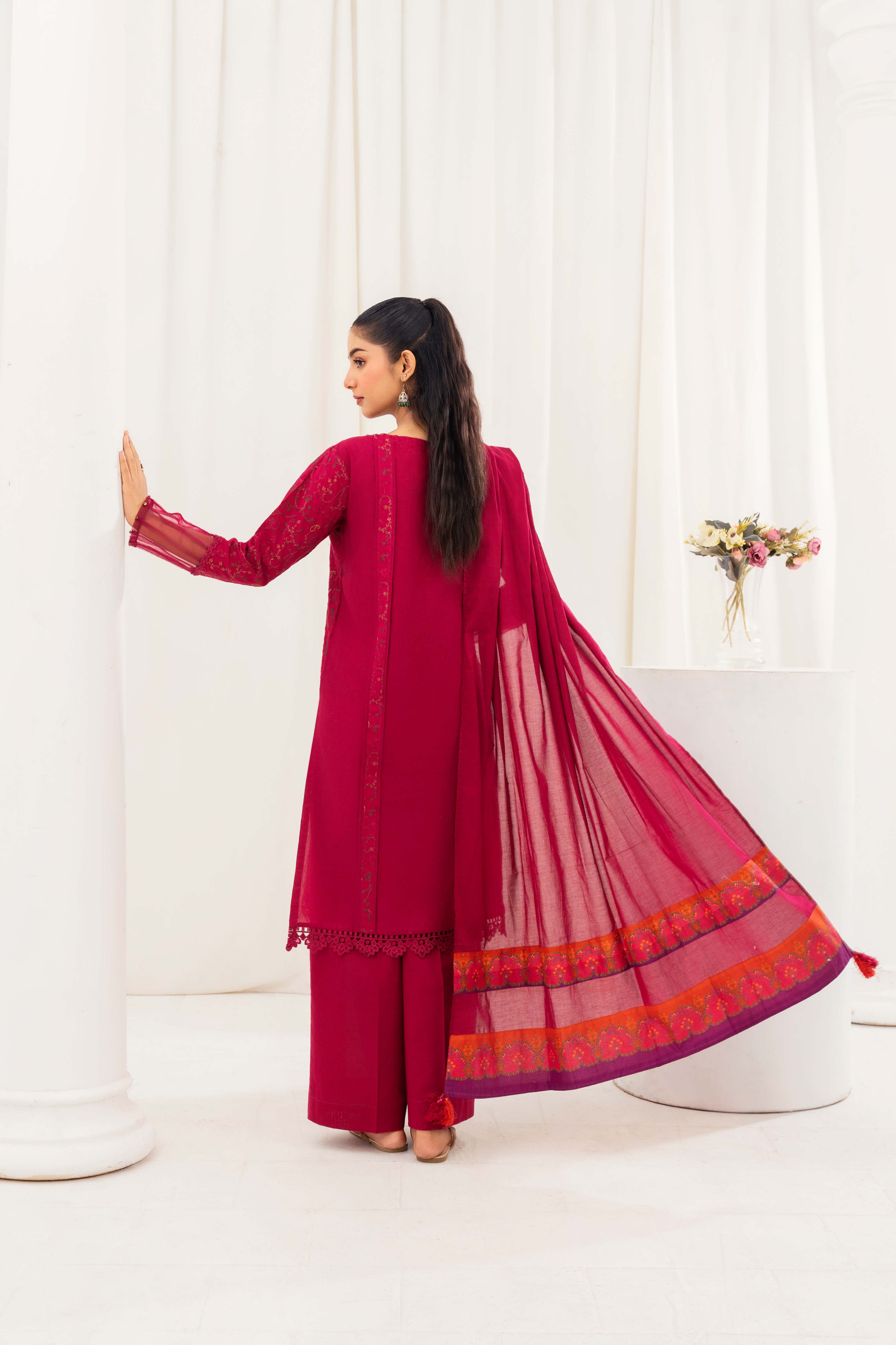 Aayra Stitched Summer Collection'2025-AY703- Rosy Elegance 3Pc