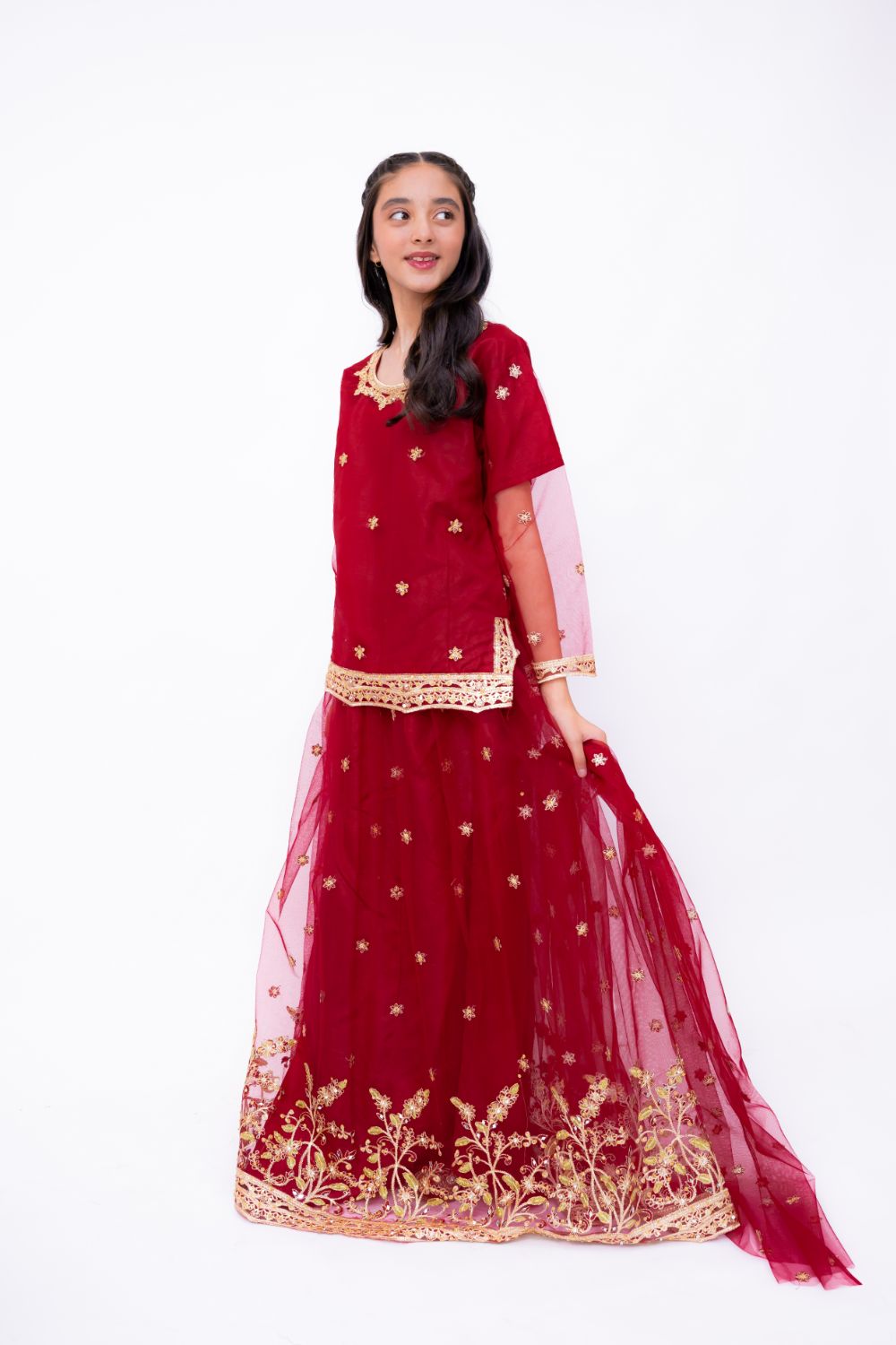 Khayat Stitched 3 Piece Formals Kids Collection'2025-SCARLET - 3 PIECE