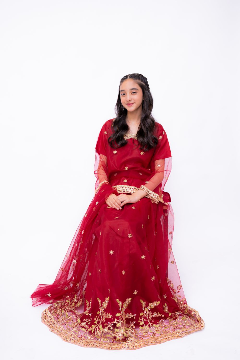 Khayat Stitched 3 Piece Formals Kids Collection'2025-SCARLET - 3 PIECE