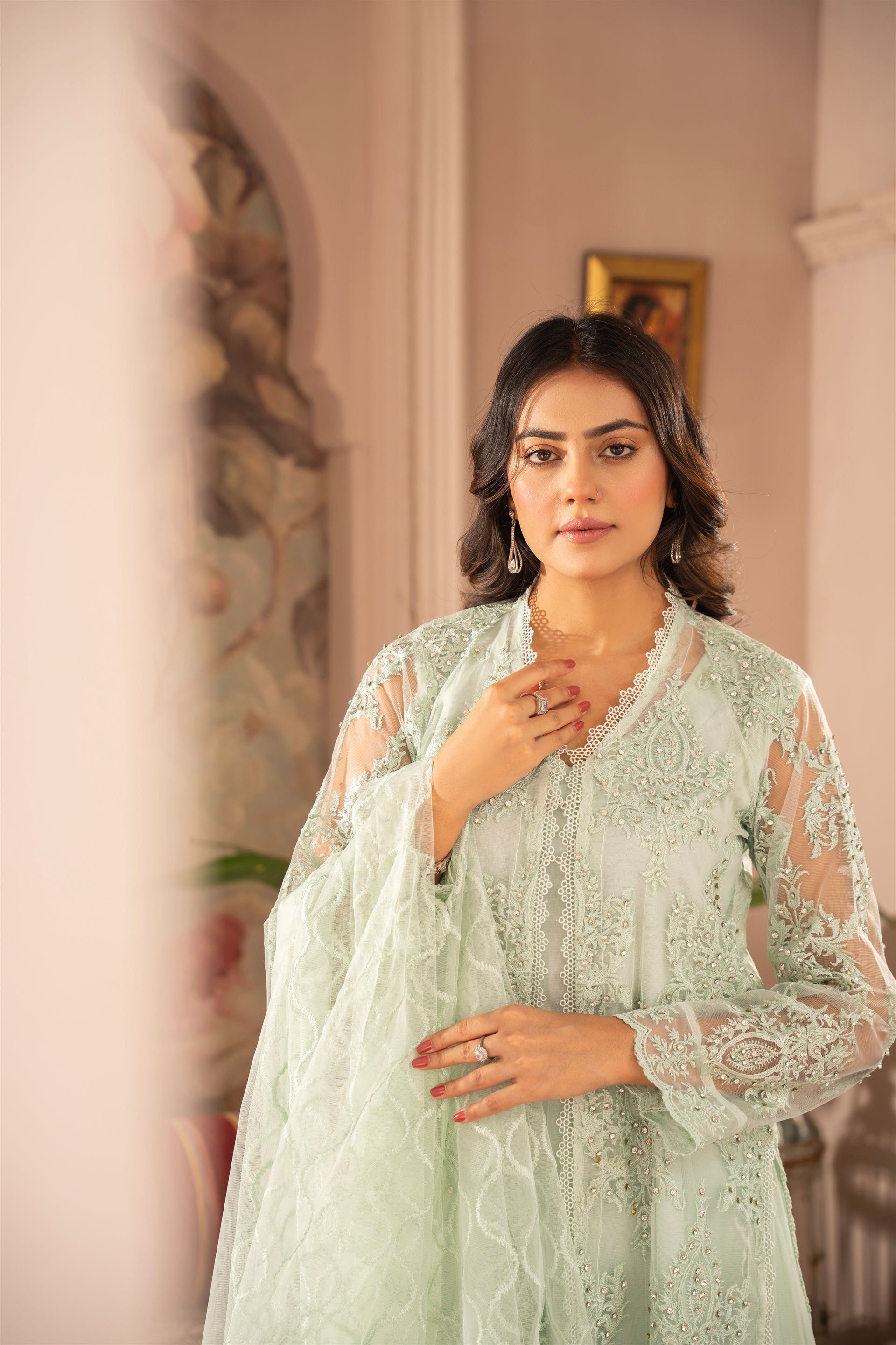 Rang Nirala By Manahils Stitched 3 Piece Formals Collection'2025-K-148-MINT GREEN