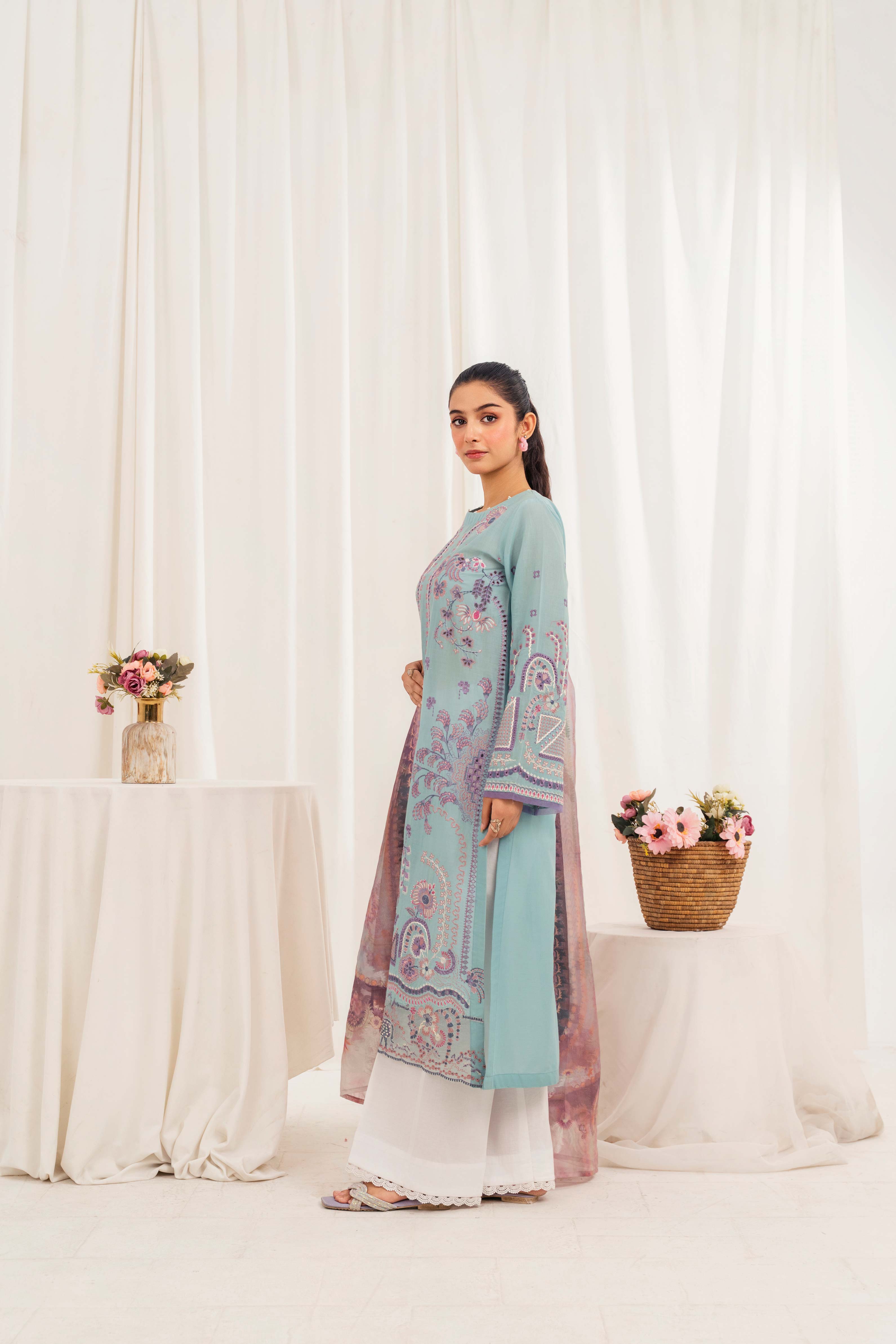 Aayra Stitched Summer Collection'2025-AY684 - Zephyr Blue 3Pc