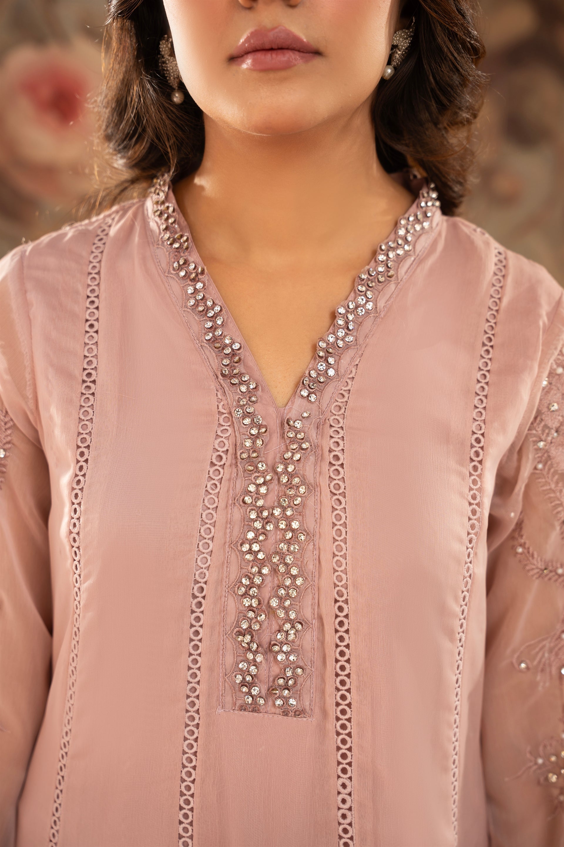 Rang Nirala By Manahils Stitched 3 Piece Formals Collection'2025-K-165-TEA ROSE PINK