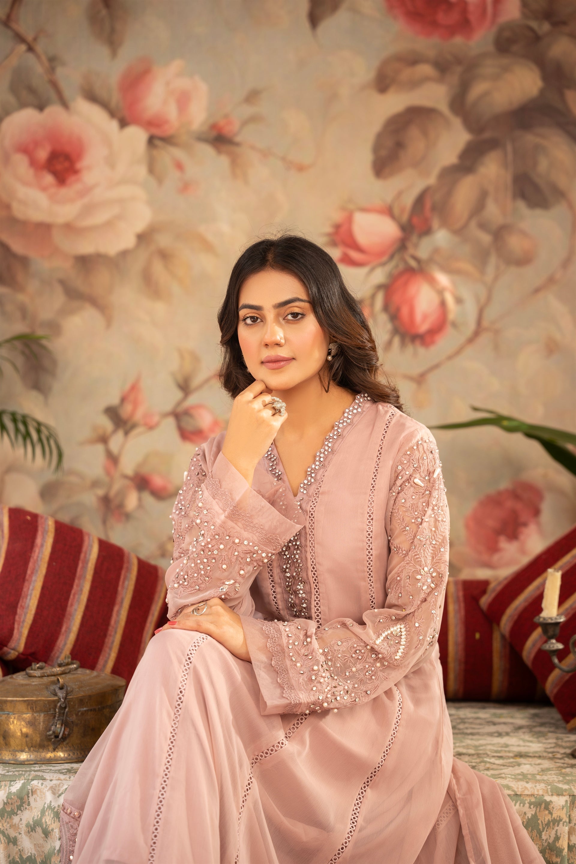 Rang Nirala By Manahils Stitched 3 Piece Formals Collection'2025-K-165-TEA ROSE PINK