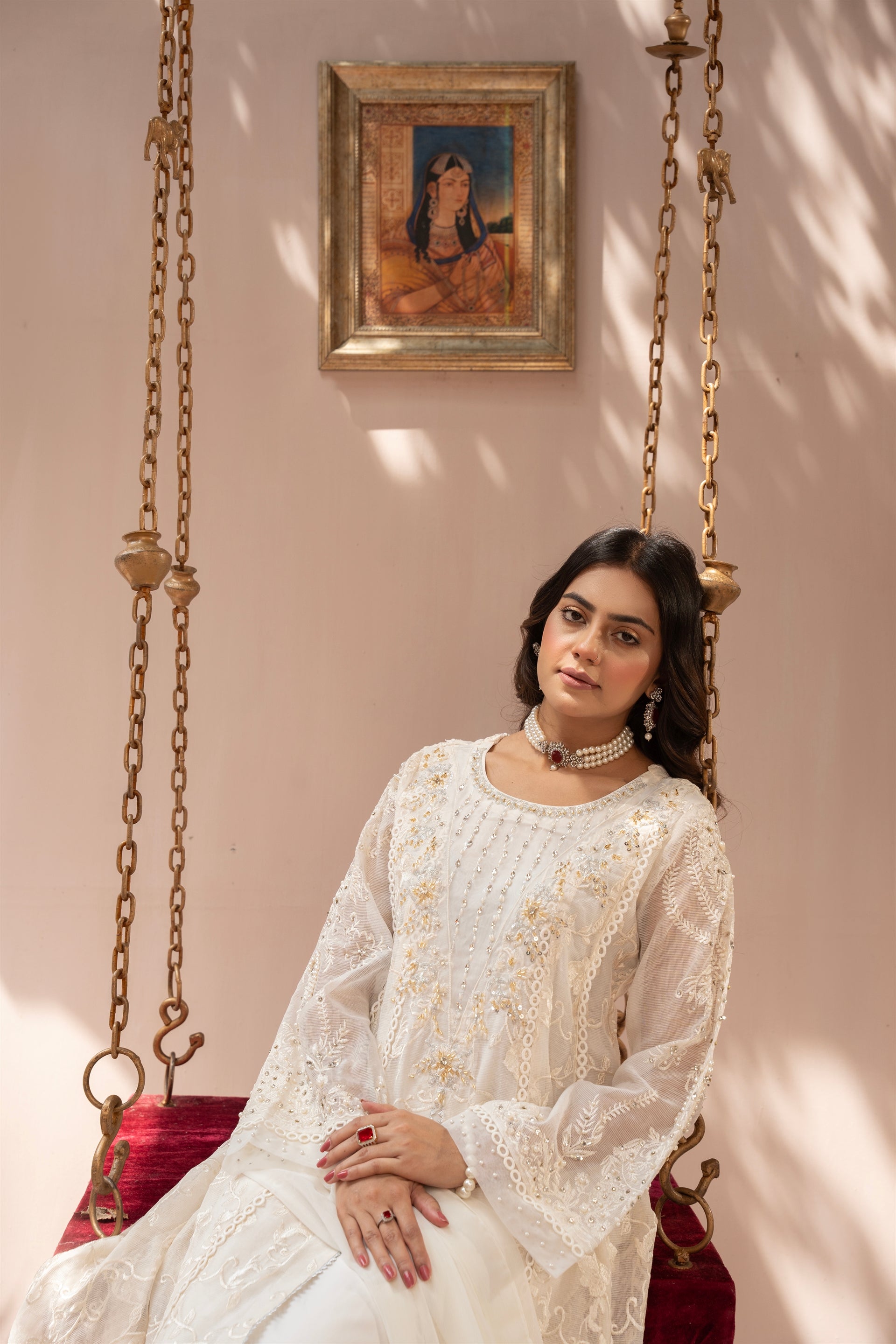 Saffiya By Manahils Stitched 3 Piece Formals Collection'-2025K-160-OFF WHITE