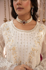 Saffiya By Manahils Stitched 3 Piece Formals Collection'-2025K-160-OFF WHITE