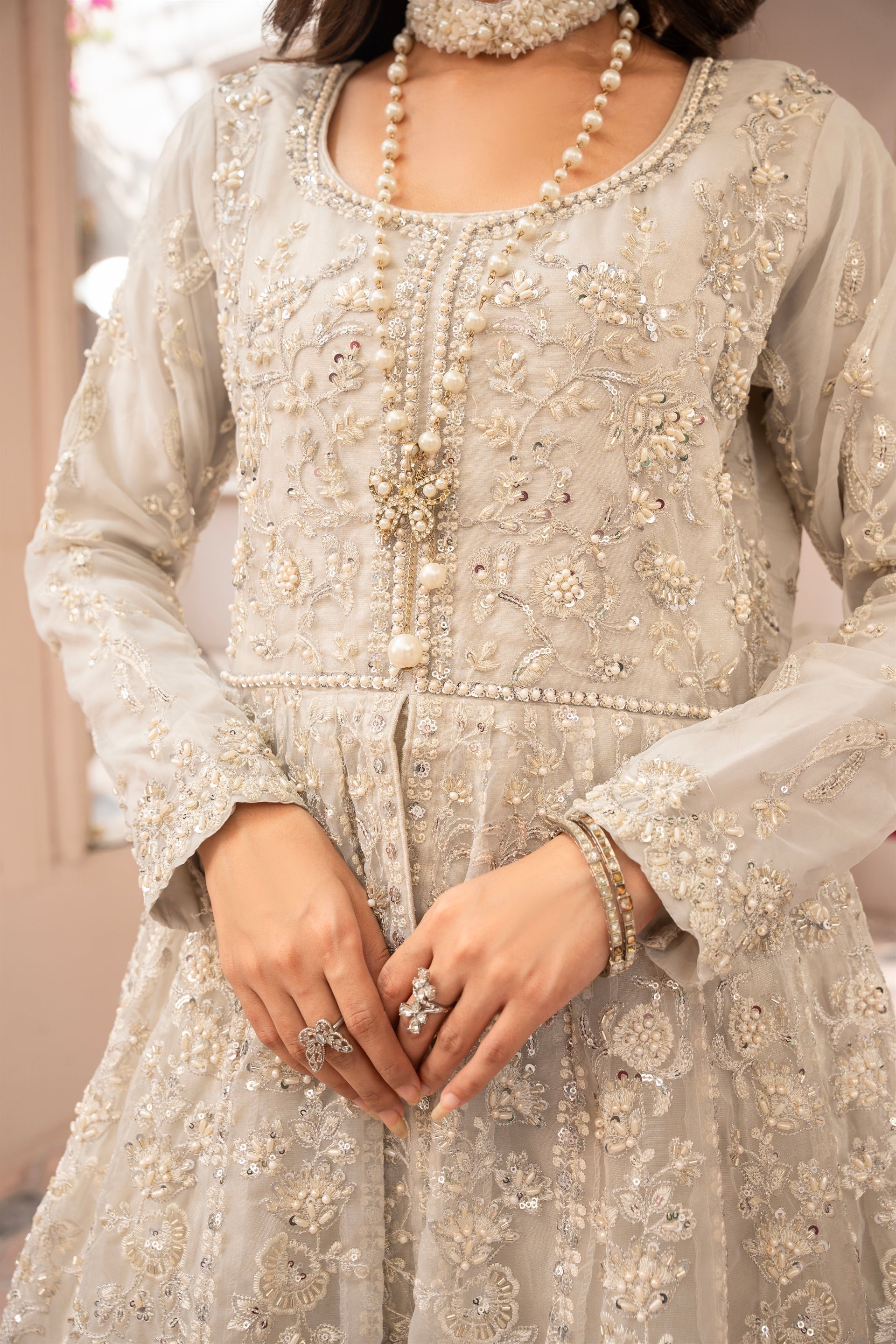 Couture by Manahils Stitched 3 Piece Luxury Formals Collection'2025-018-SILVER