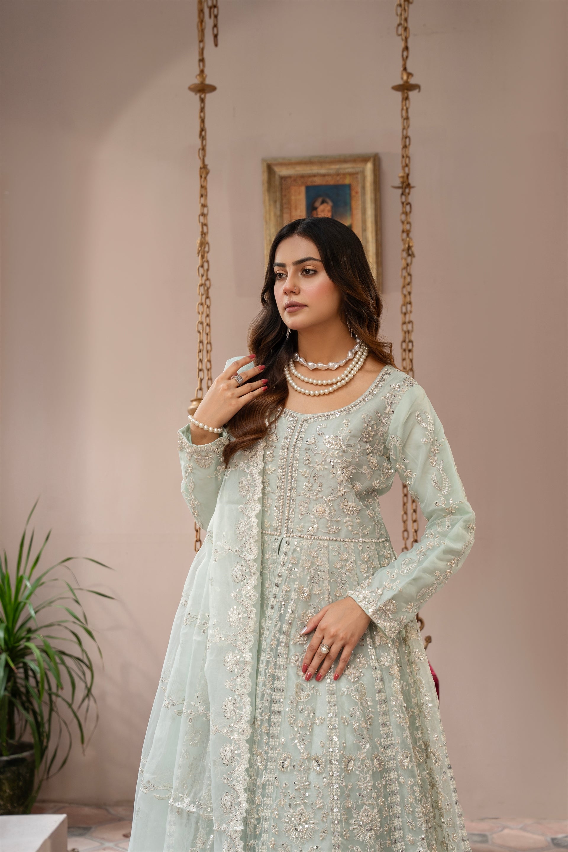 Couture by Manahils Stitched 3 Piece Luxury Formals Collection'2025-018-MINT GREEN