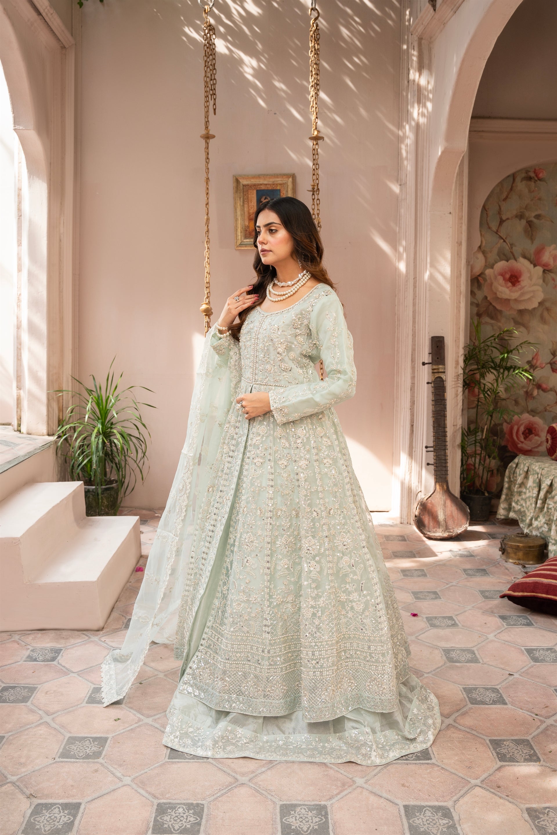 Couture by Manahils Stitched 3 Piece Luxury Formals Collection'2025-018-MINT GREEN