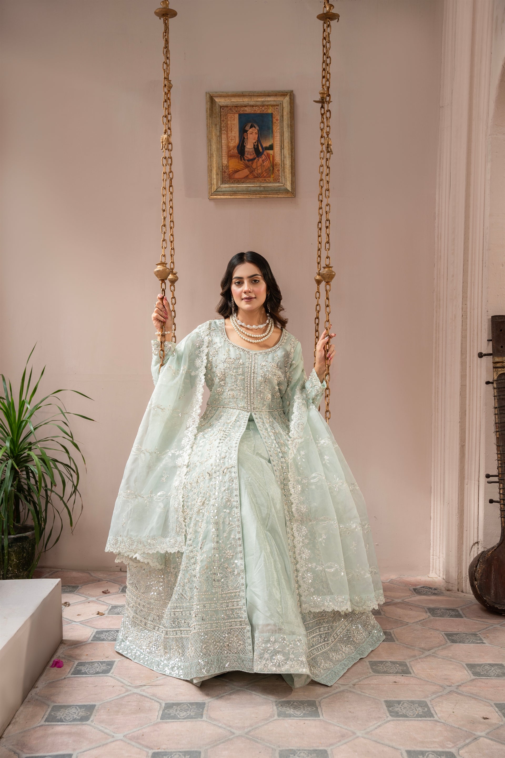 Couture by Manahils Stitched 3 Piece Luxury Formals Collection'2025-018-MINT GREEN