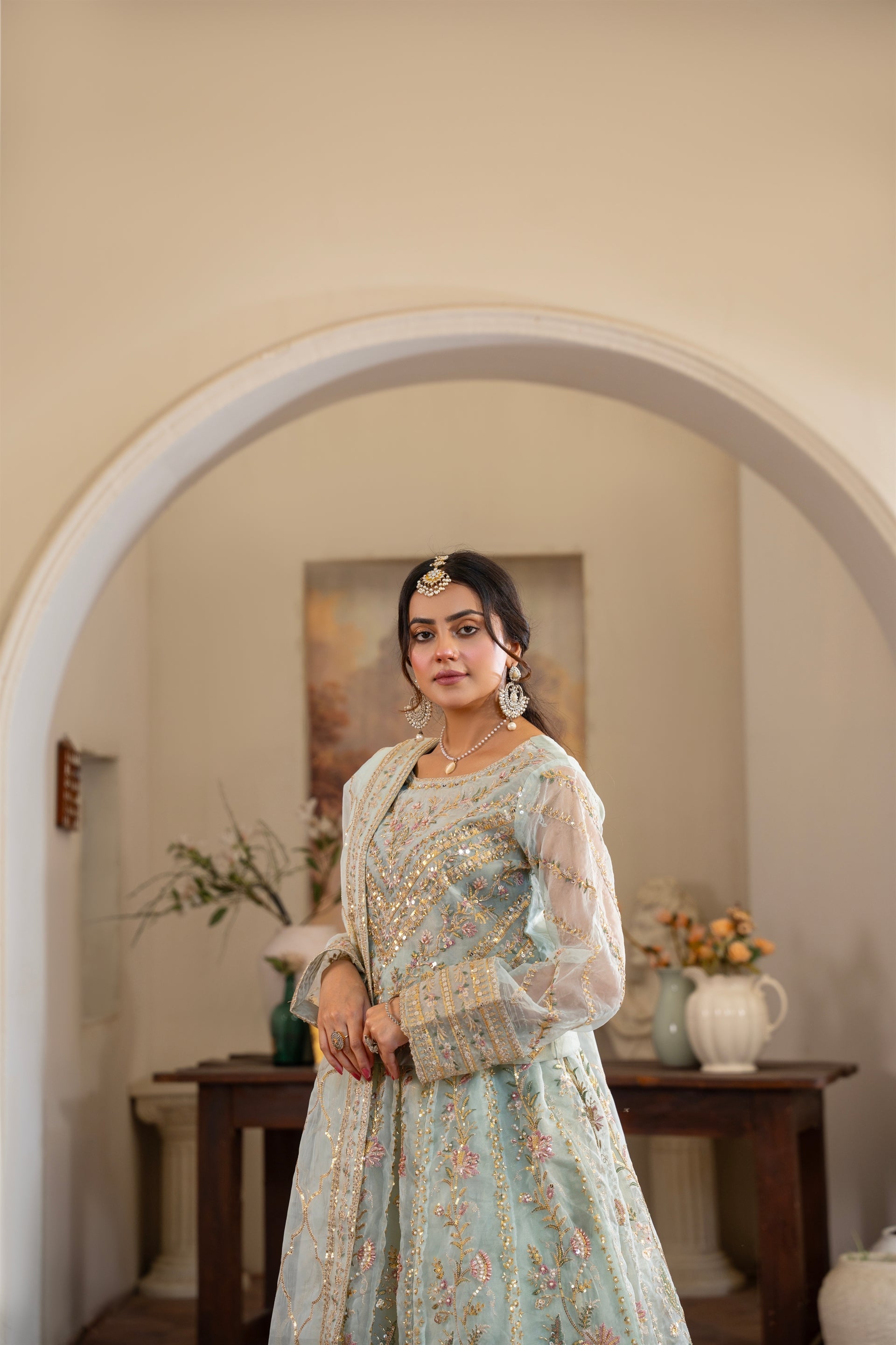 Couture by Manahils Stitched 3 Piece Luxury Formals Collection'2025-001-MINT GREEN