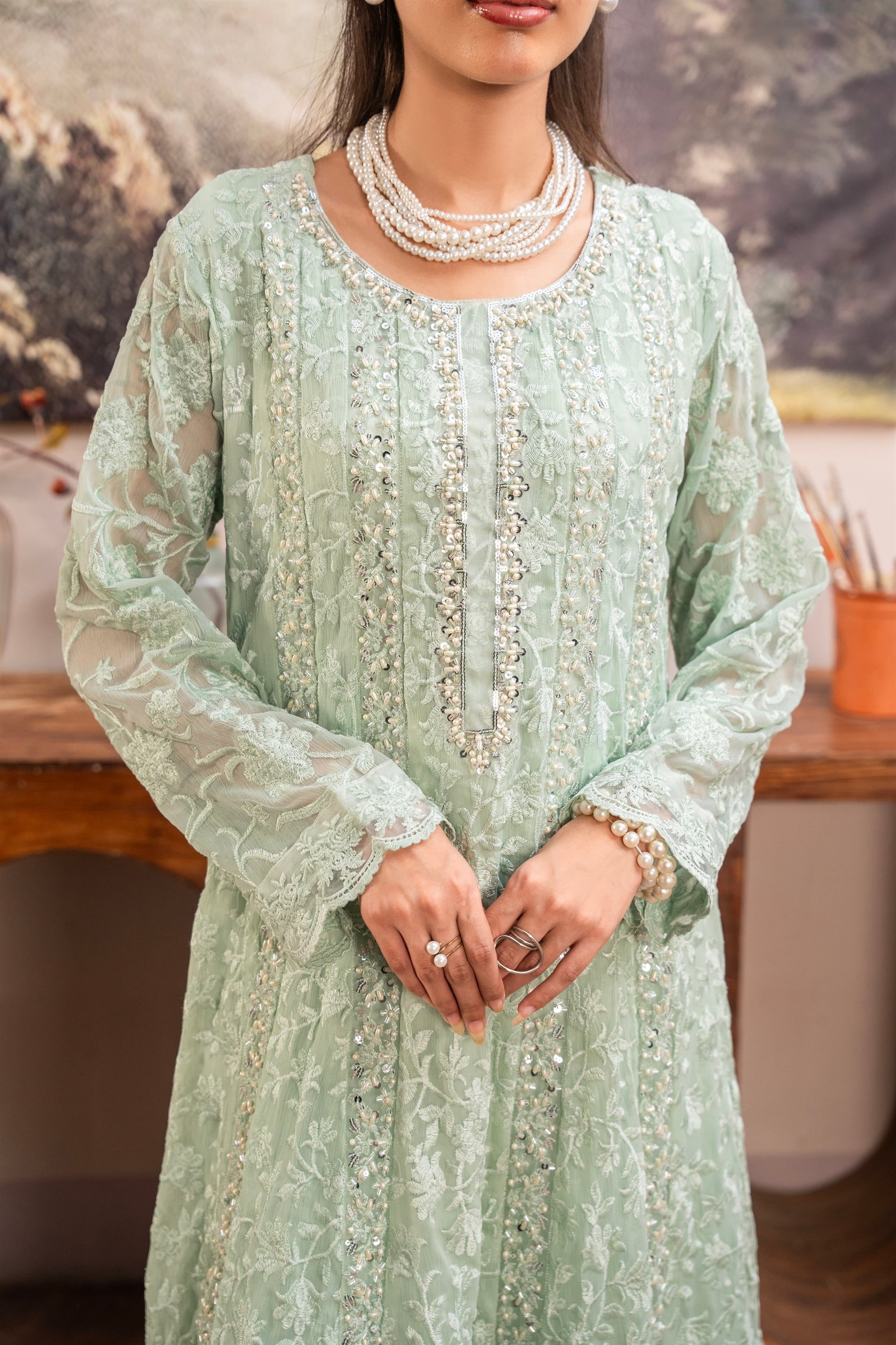 Rang Nirala By Manahils Stitched 3 Piece Formals Collection'2025-K-169-MINT GREEN