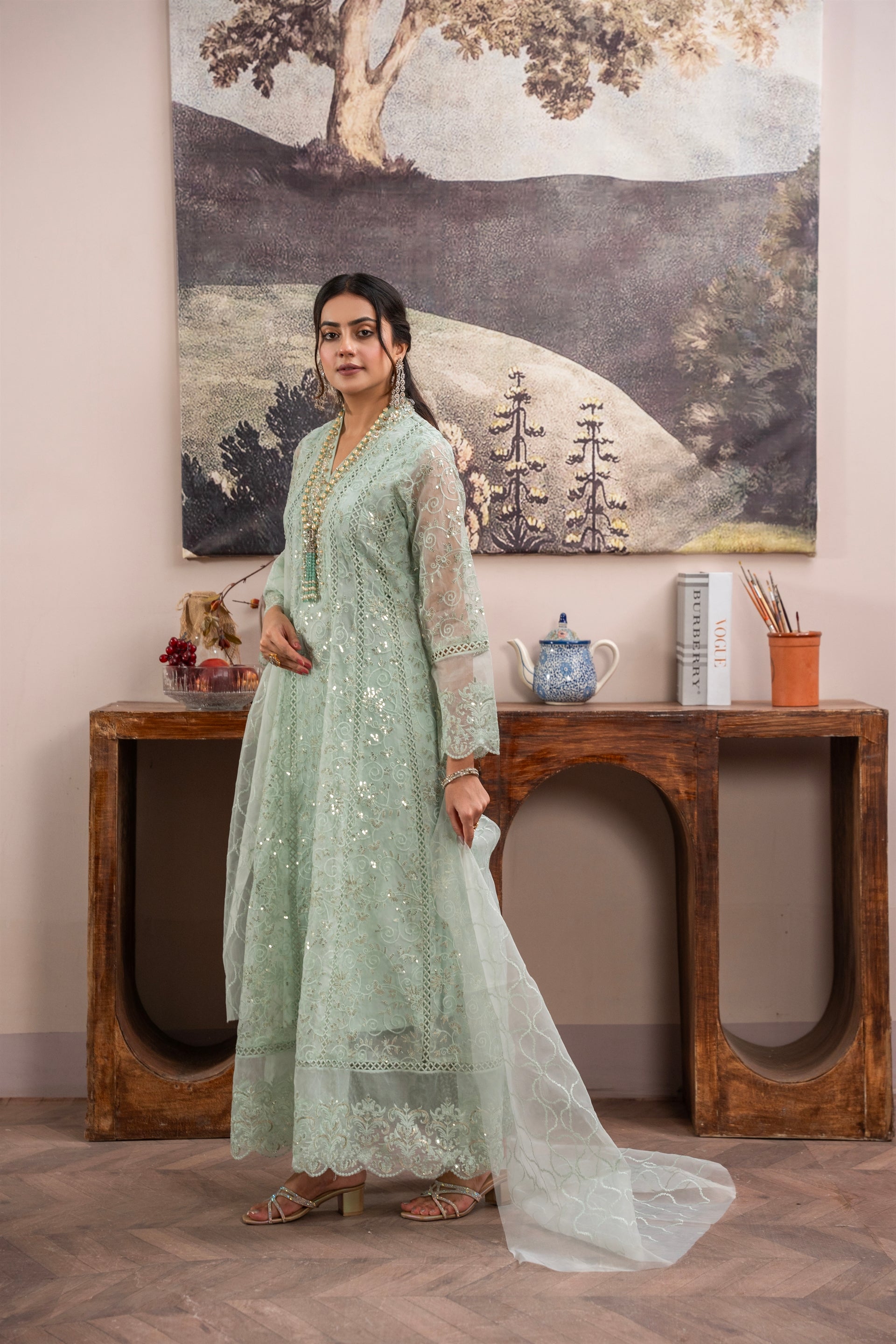 Rang Nirala By Manahils Stitched 3 Piece Formals Collection'2025-K-151-MINT GREEN