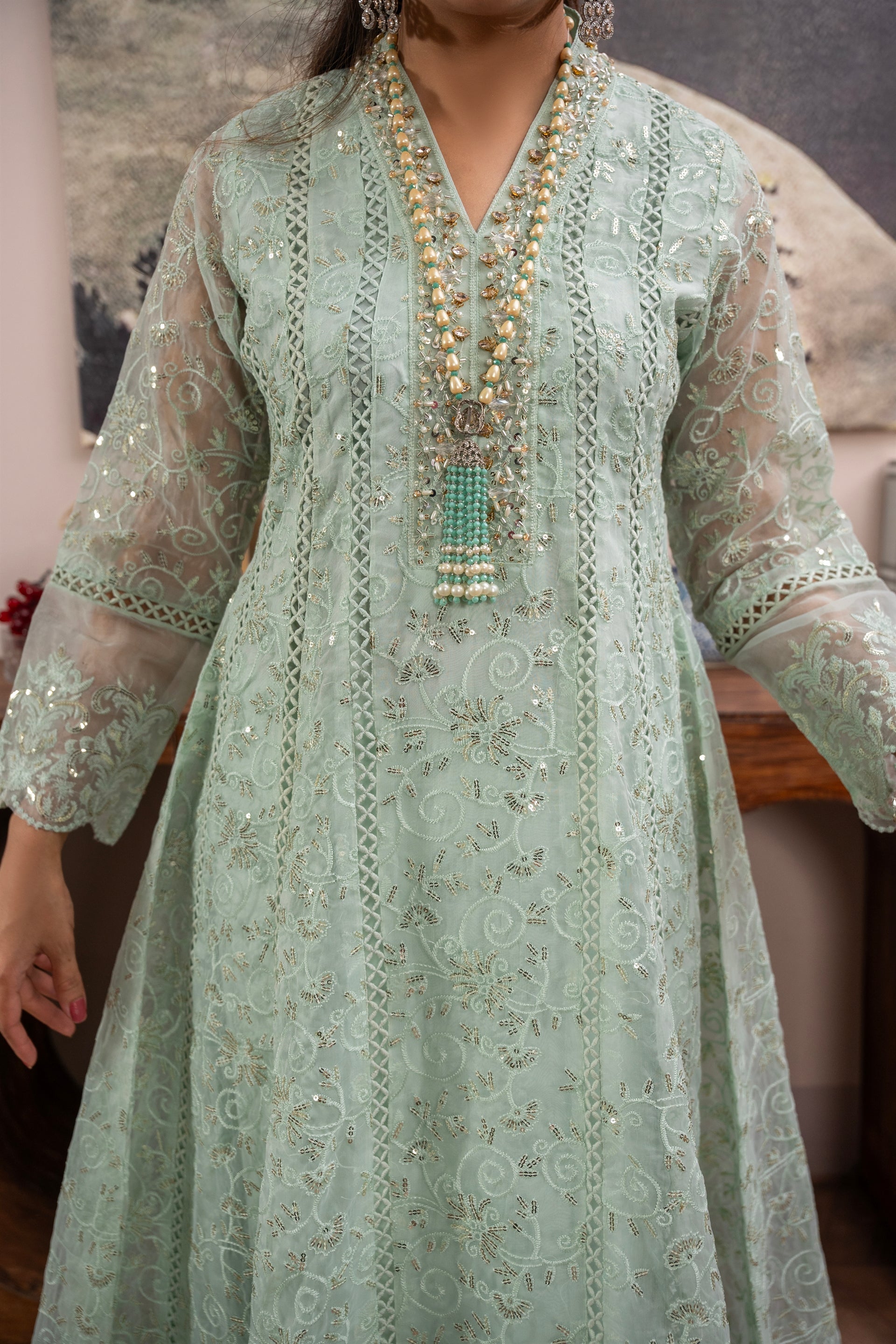 Rang Nirala By Manahils Stitched 3 Piece Formals Collection'2025-K-151-MINT GREEN