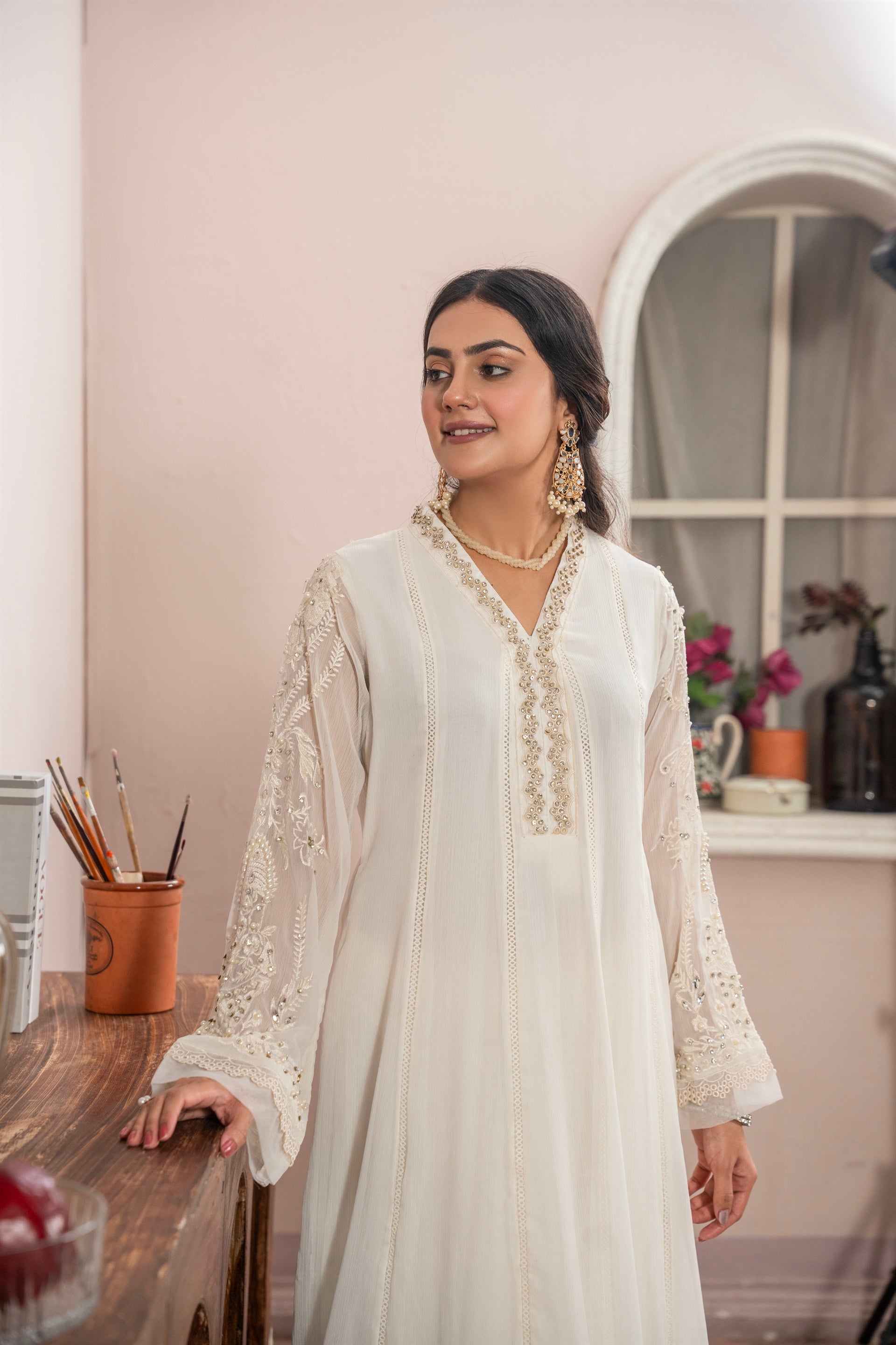 Rang Nirala By Manahils Stitched 3 Piece Formals Collection'2025-K-165-OFF WHITE