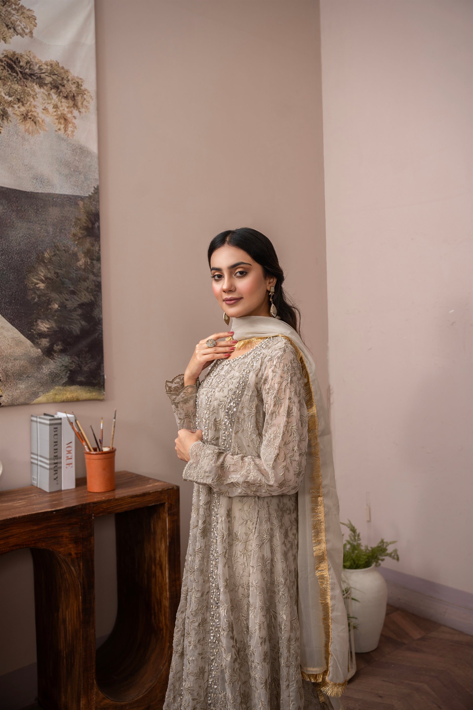 Rang Nirala By Manahils Stitched 3 Piece Formals Collection'2025-K-169-CAMEL BROWN
