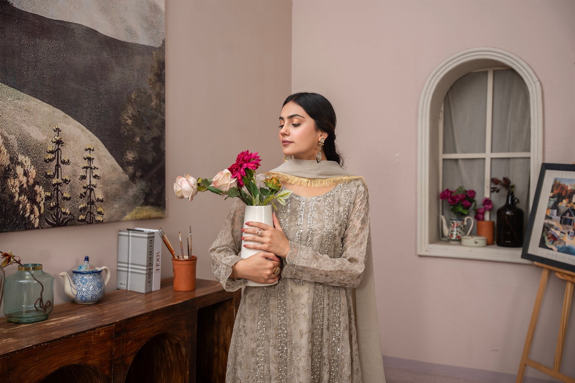 Rang Nirala By Manahils Stitched 3 Piece Formals Collection'2025-K-169-CAMEL BROWN