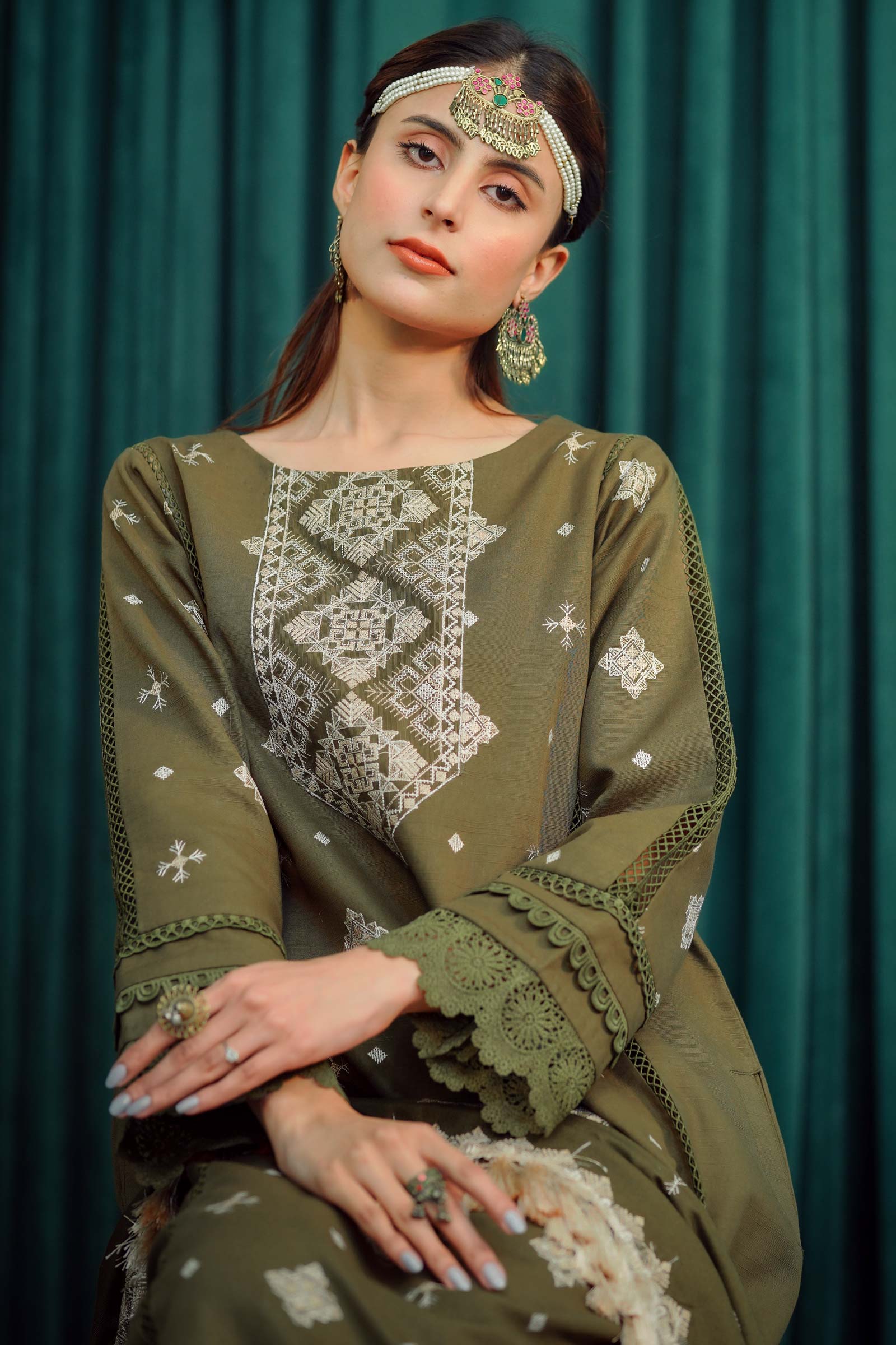 Moksh By Aayra Unstitched Winter Collection'2025-Moss Green