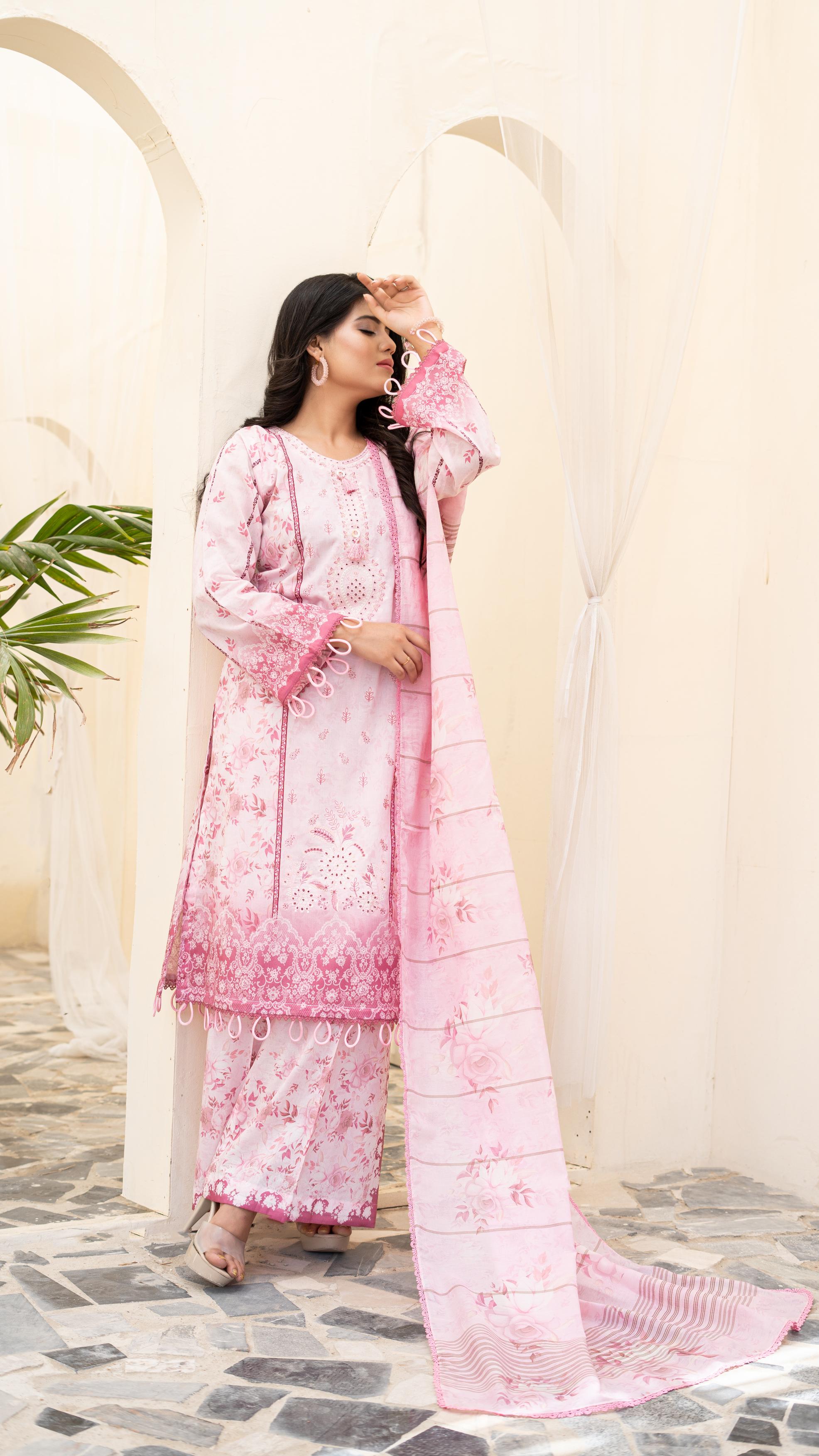 Dressline Launching New Unstitched  3 Pcs Premium Chikankari Emb Digital Printed Lawn Collection