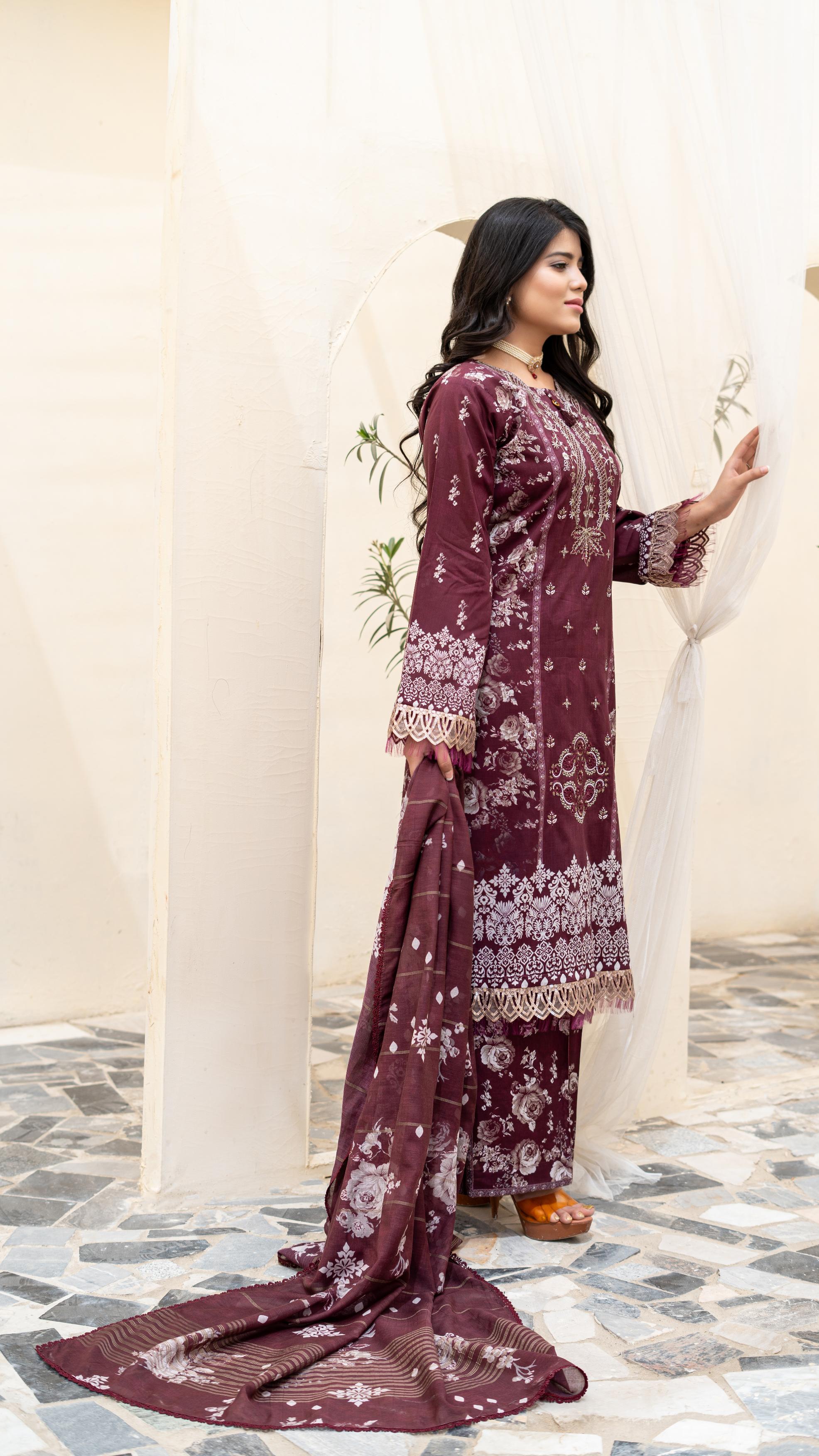 Dressline Launching New Unstitched  3 Pcs Premium Chikankari Emb Digital Printed Lawn Collection
