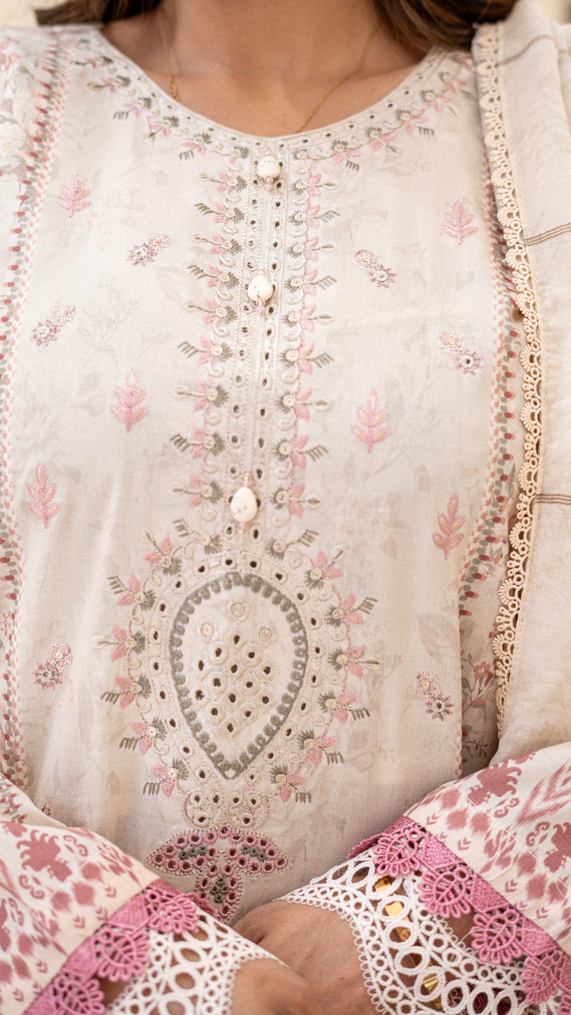 Dressline Launching New Unstitched  3 Pcs Premium Chikankari Emb Digital Printed Lawn Collection