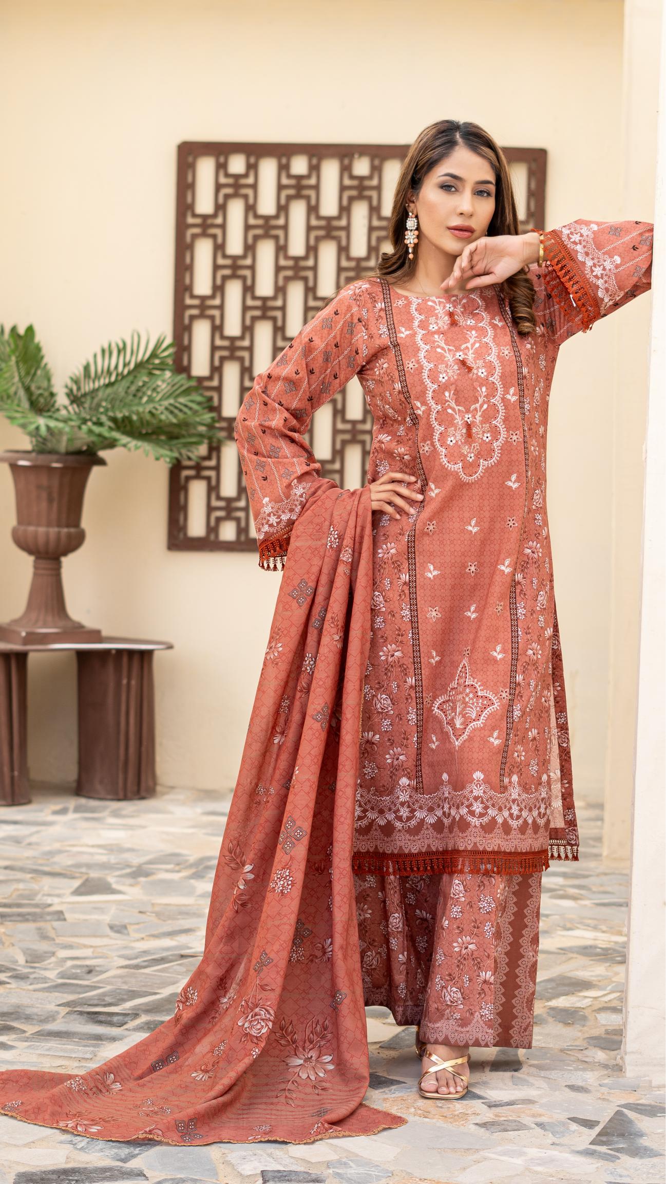 Dressline Launching New Unstitched  3 Pcs Premium Chikankari Emb Digital Printed Lawn Collection