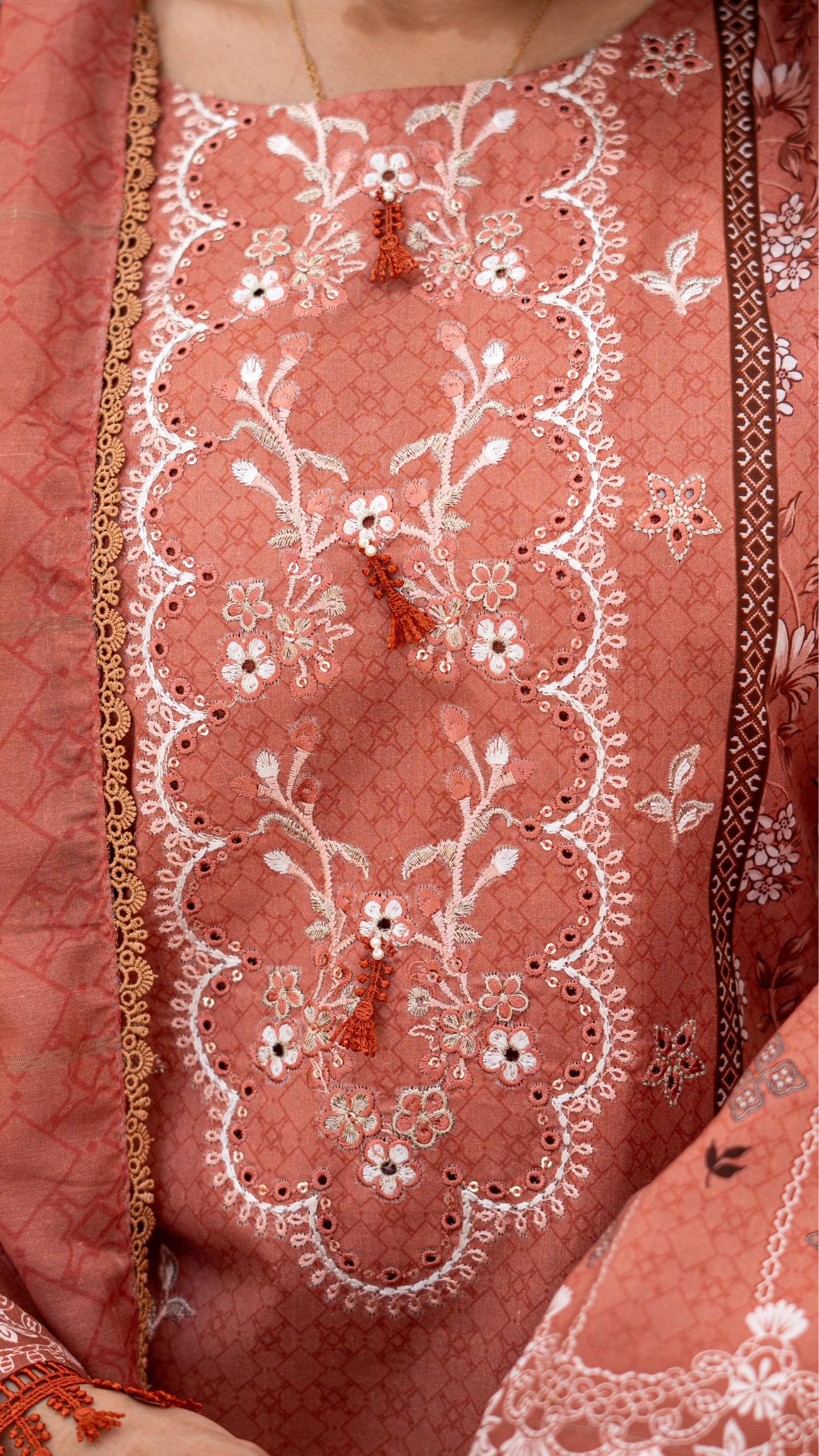 Dressline Launching New Unstitched  3 Pcs Premium Chikankari Emb Digital Printed Lawn Collection