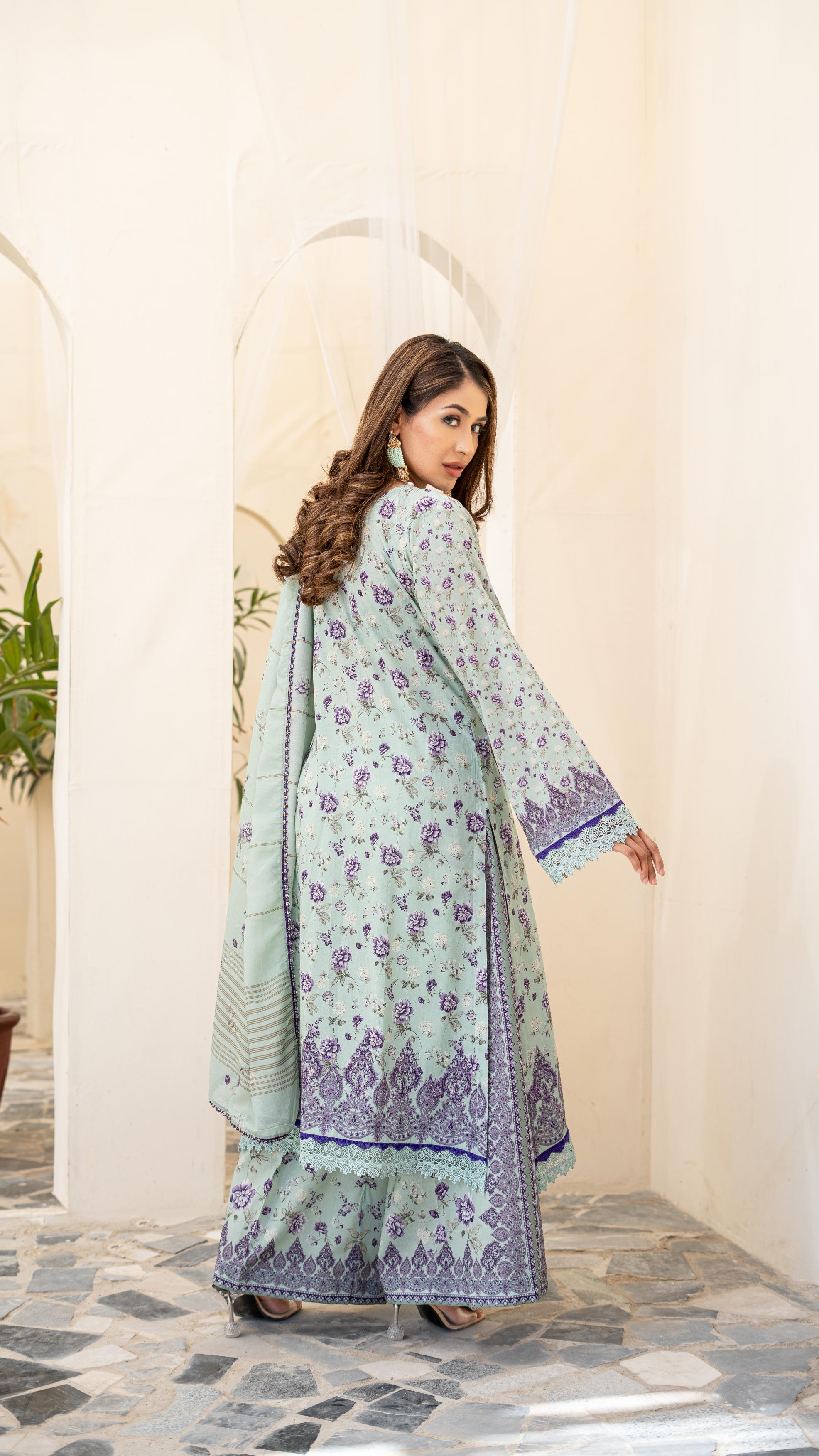 Dressline Launching New Unstitched  3 Pcs Premium Chikankari Emb Digital Printed Lawn Collection
