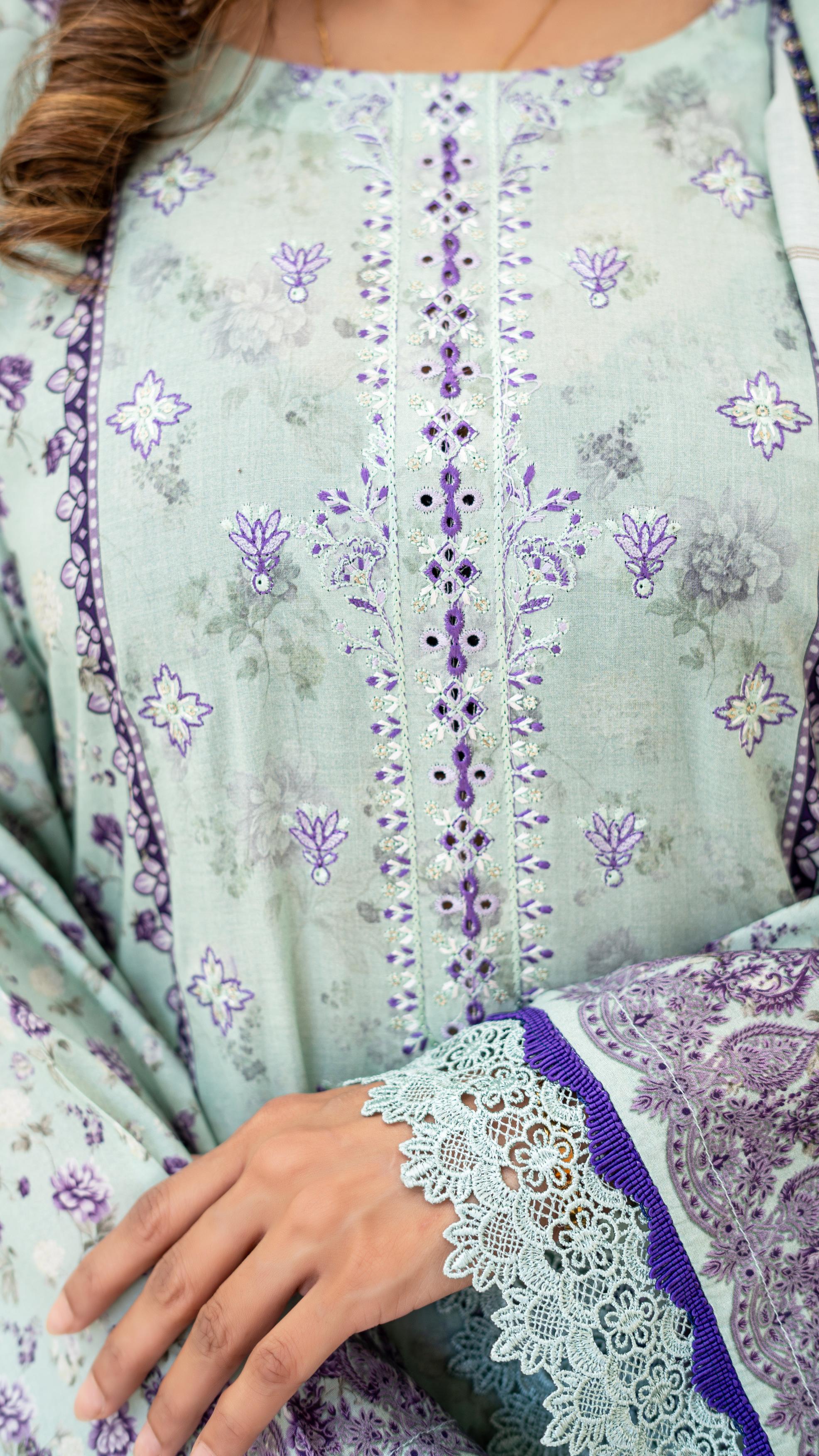 Dressline Launching New Unstitched  3 Pcs Premium Chikankari Emb Digital Printed Lawn Collection