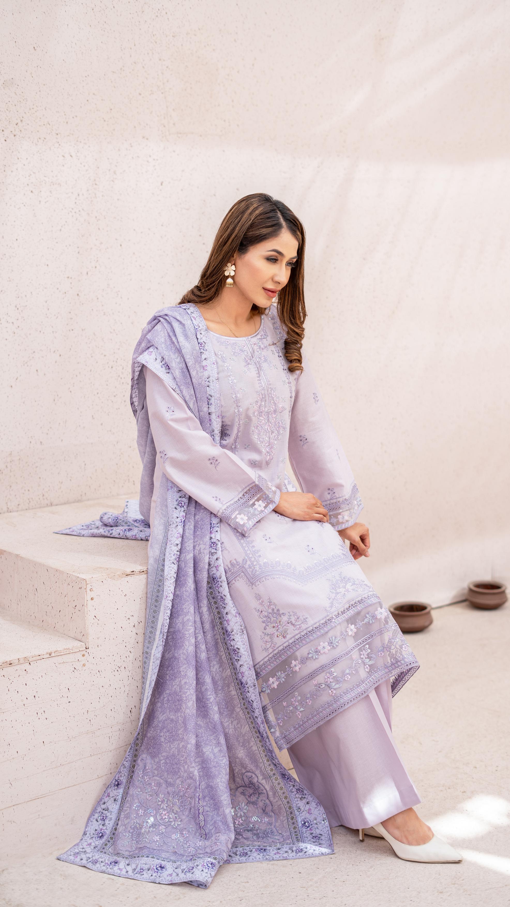 Dressline Launching New Unstitched  3 Pcs Premium Emb ChikankariJacquard Lawn Collection