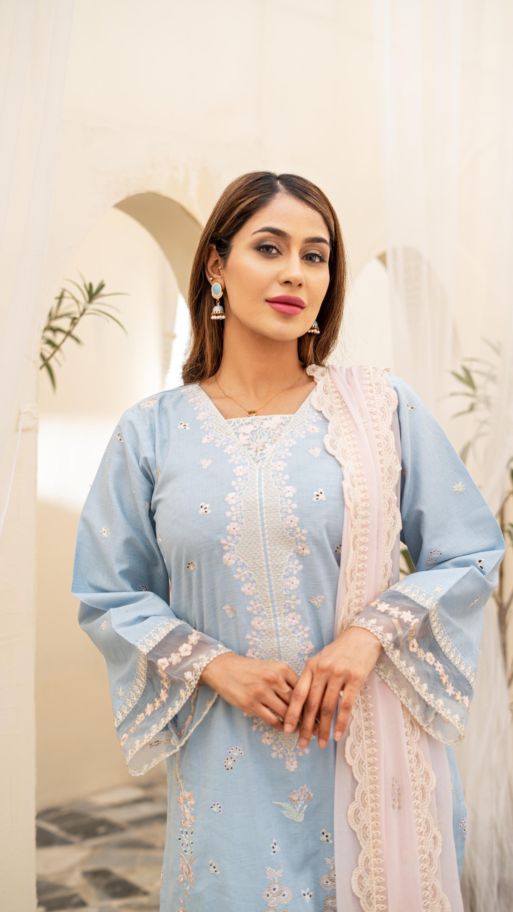 Dressline Launching New Unstitched  3 Pcs Premium Emb ChikankariJacquard Lawn Collection