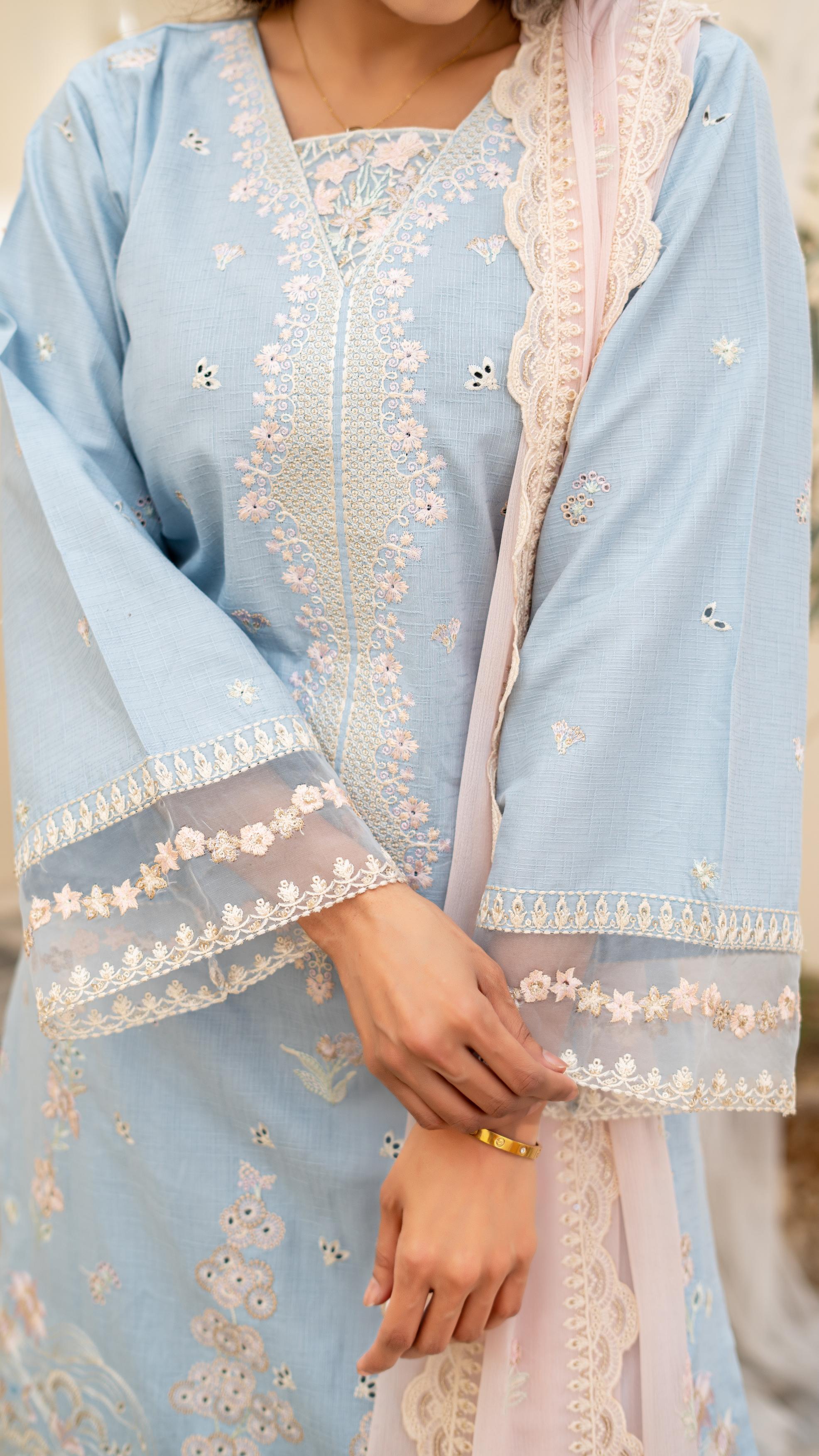 Dressline Launching New Unstitched  3 Pcs Premium Emb ChikankariJacquard Lawn Collection