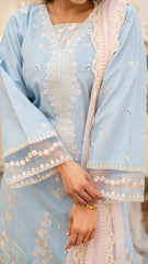 Dressline Launching New Unstitched  3 Pcs Premium Emb ChikankariJacquard Lawn Collection