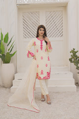 Yaaqot Stitched 3 Piece Winter Collection-Embroidery Daman Stitched 3-pc