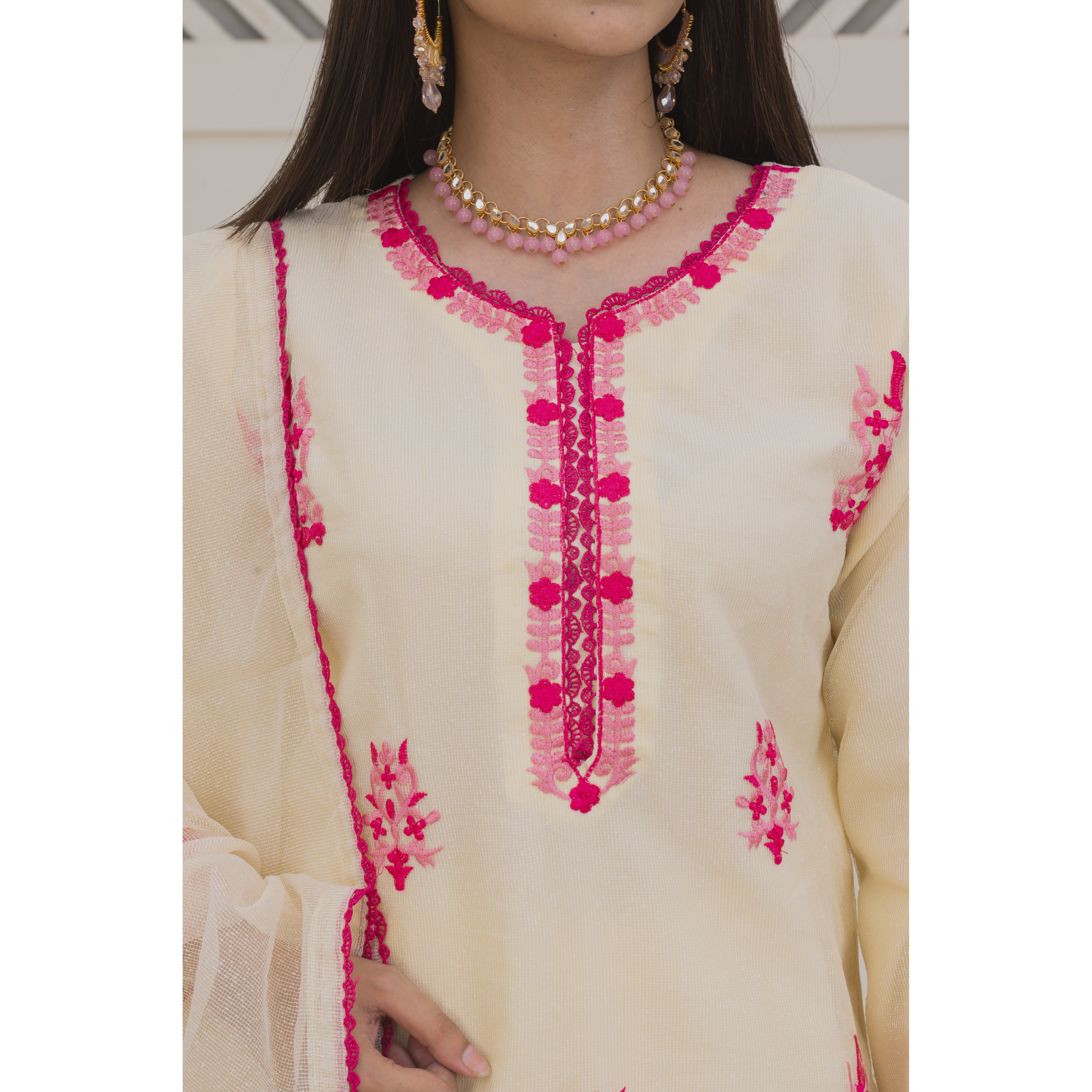 Yaaqot Stitched 3 Piece Winter Collection-Embroidery Daman Stitched 3-pc