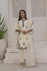 Yaaqot Stitched 3 Piece Winter Collection-Embroidery Daman Stitched 3-pc