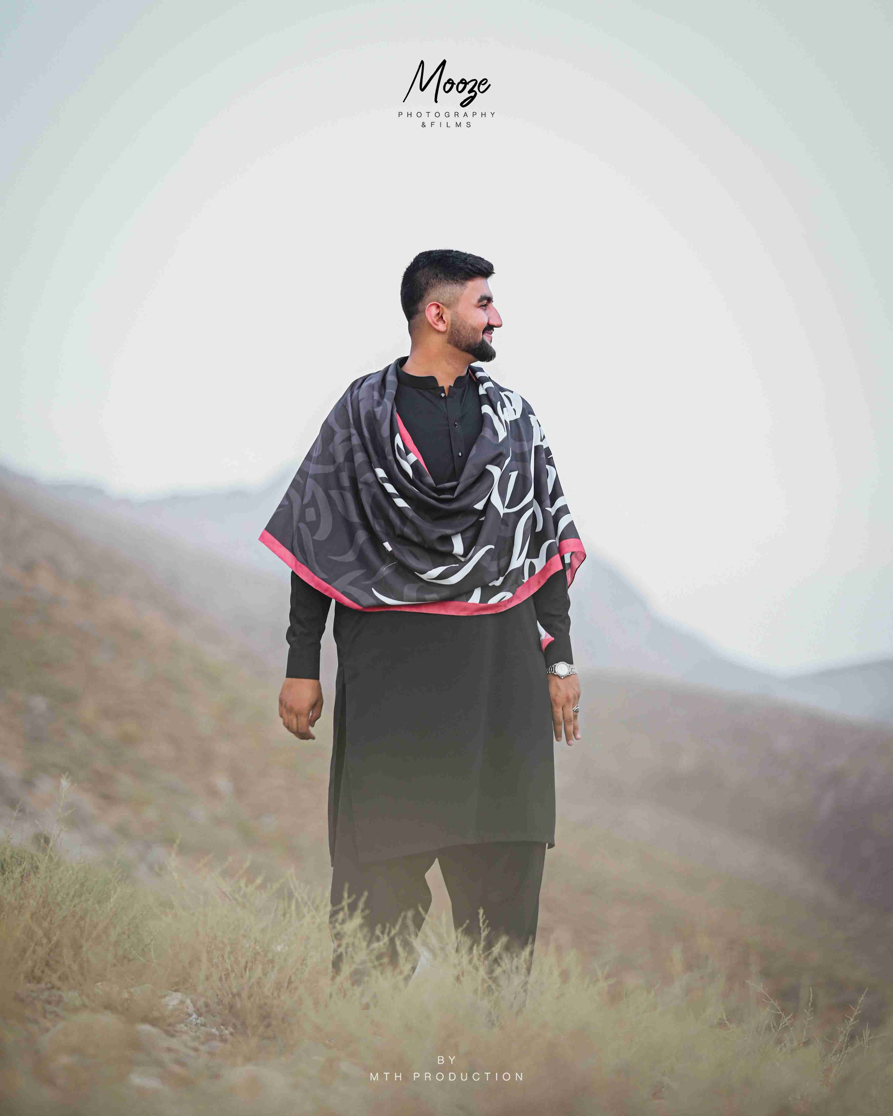 Tng By Md Men Stole Collection-Huroof Stole (Black - Men)