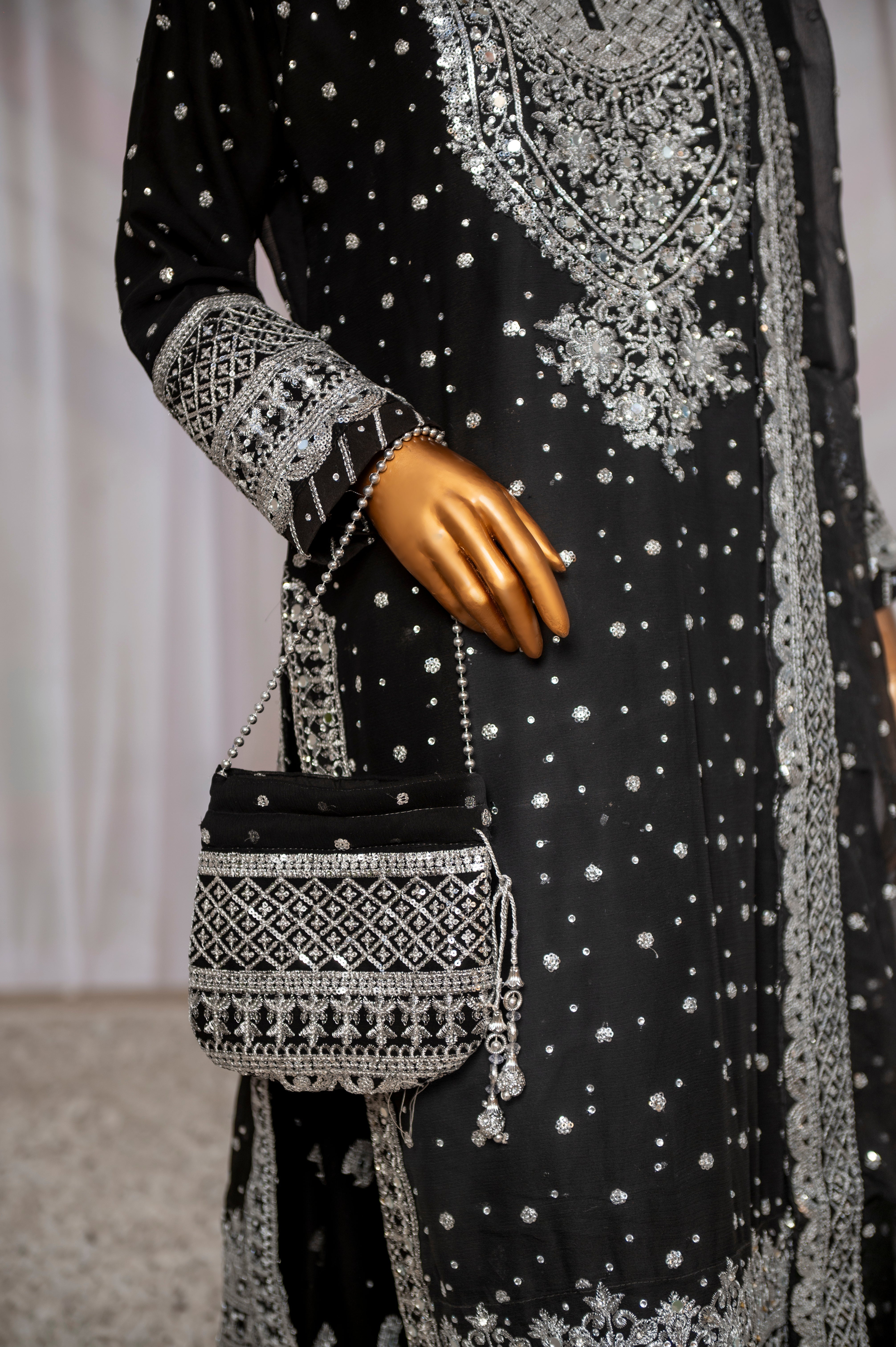 Saira Sultana Stitched 3 Piece Formals Collection-Mah-Jabeen - Black