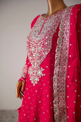 Saira Sultana Stitched 3 Piece Formals Collection-Mah-Jabeen - Shocking Pink