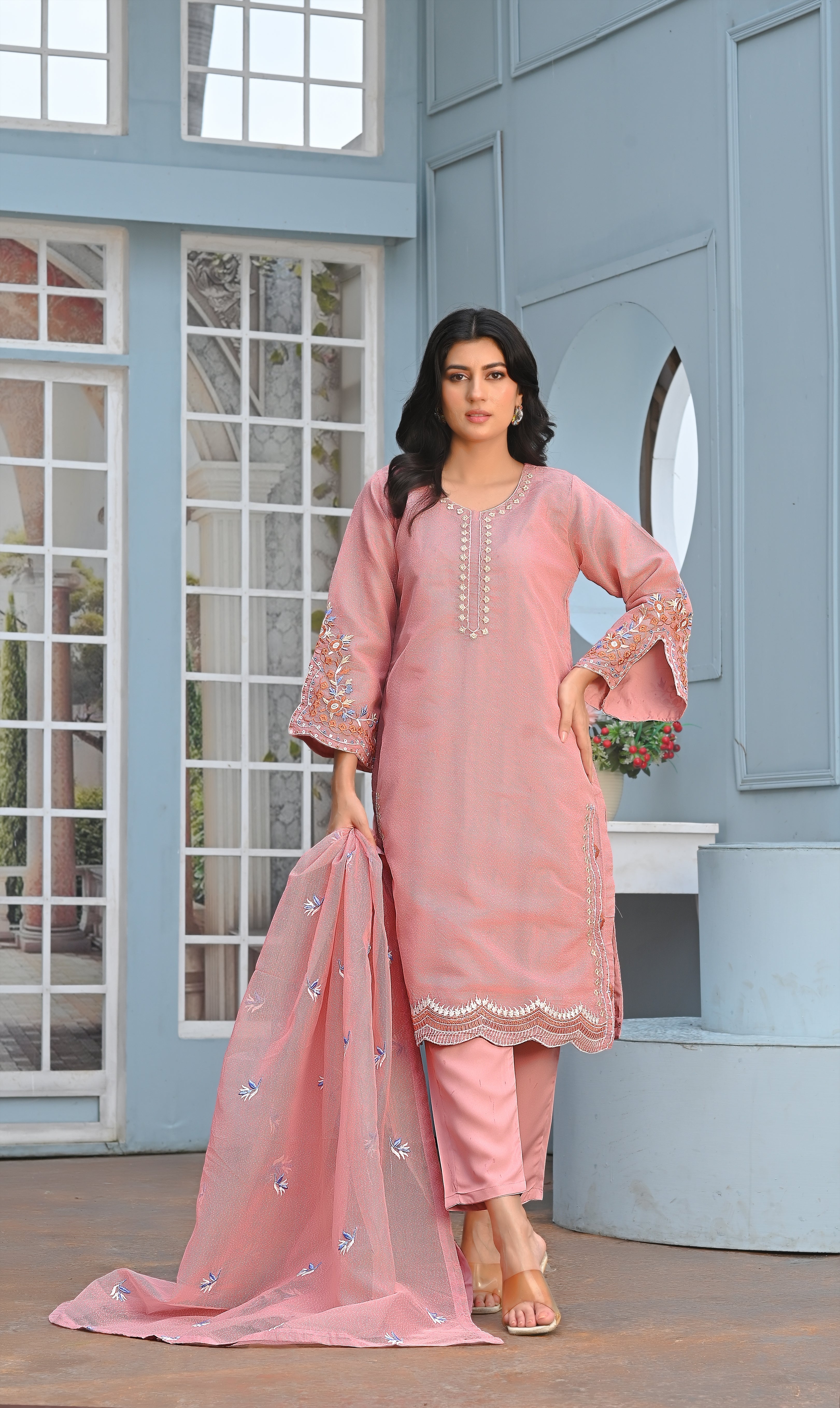 Zaib E Hoor Multi Embroidery Stitched 3-pc Suit