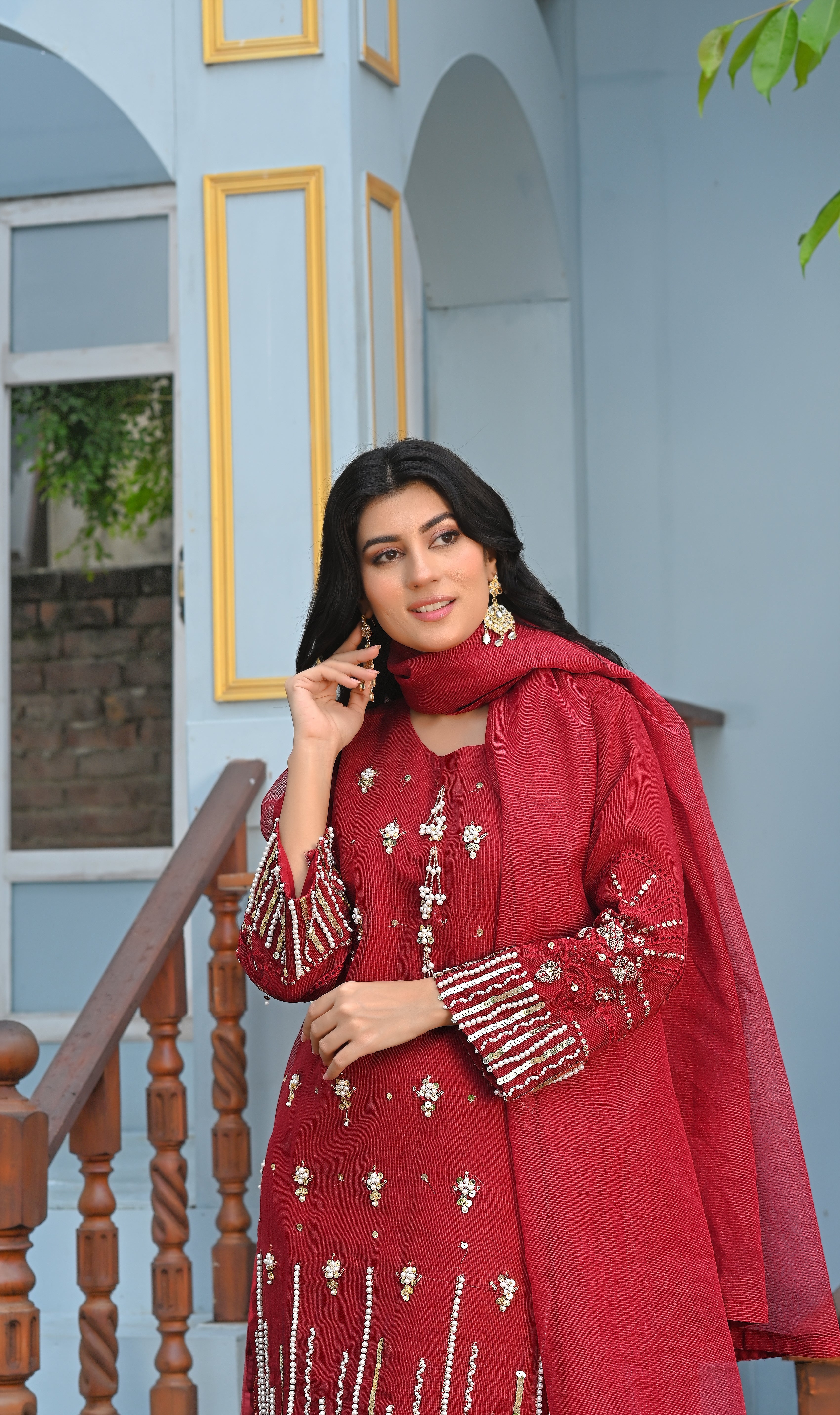 Yaaqot Stitched 3 Piece Winter Collection-Flosa Handwork Stitched 3-pc